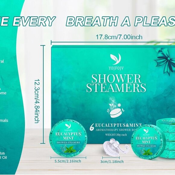 Shower Steamers Aromatherapy, 6-Pack Eucalyptus for Shower Bombs with Mint Organ - Picture 3 of 7